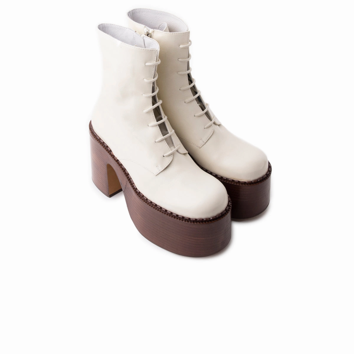 Tripp Off White Leather/Brown Sole Rough texture