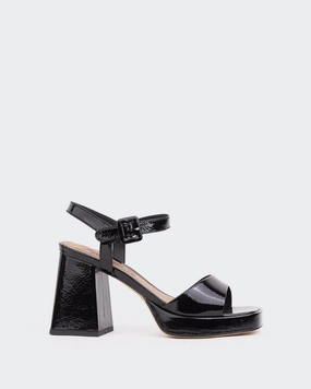 Elastic Straps platform sandals Ulias, Black Naplack/Naplack Noir