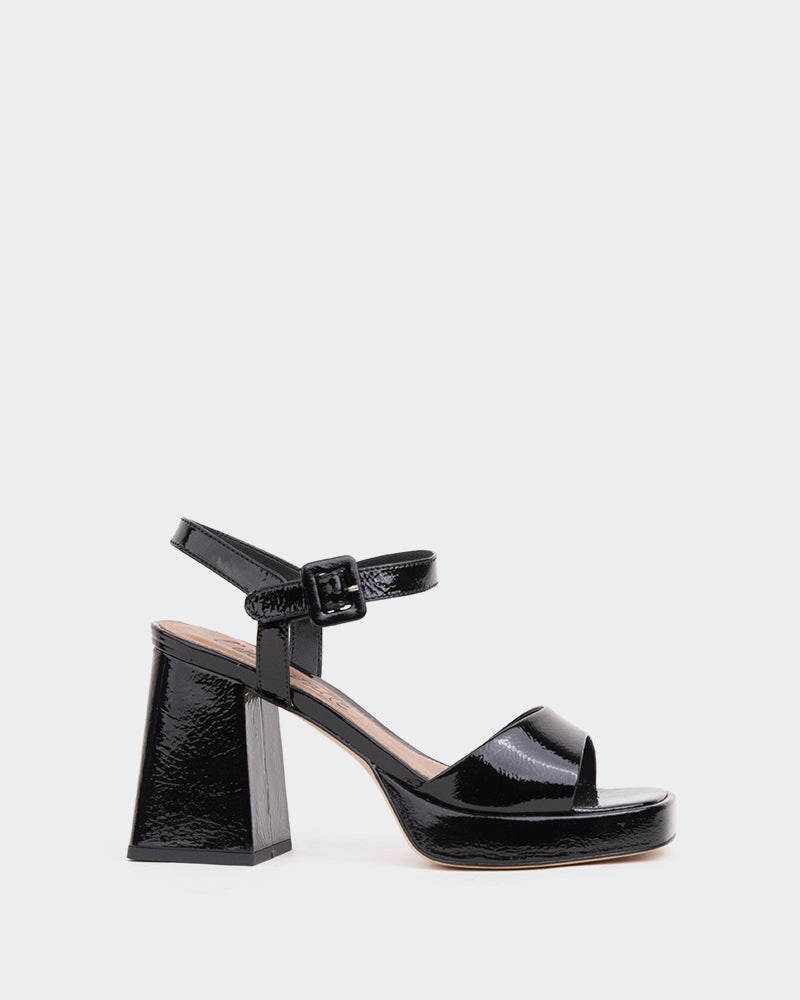 Elastic Straps platform sandals Ulias, Black Naplack/Naplack Noir