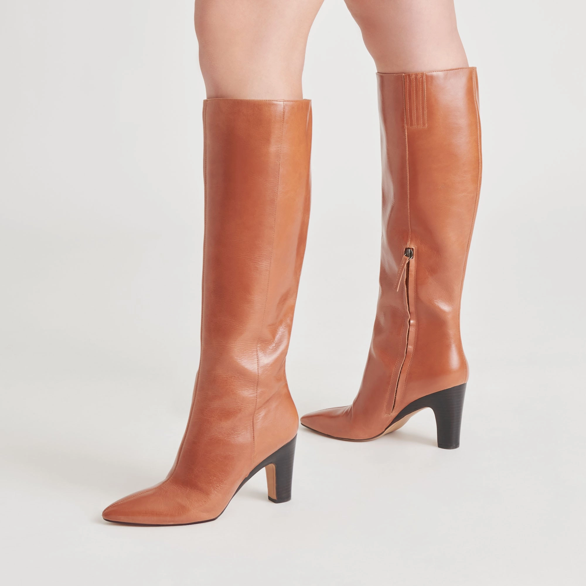 NELAS BOOTS COGNAC LEATHER Polka - dotted