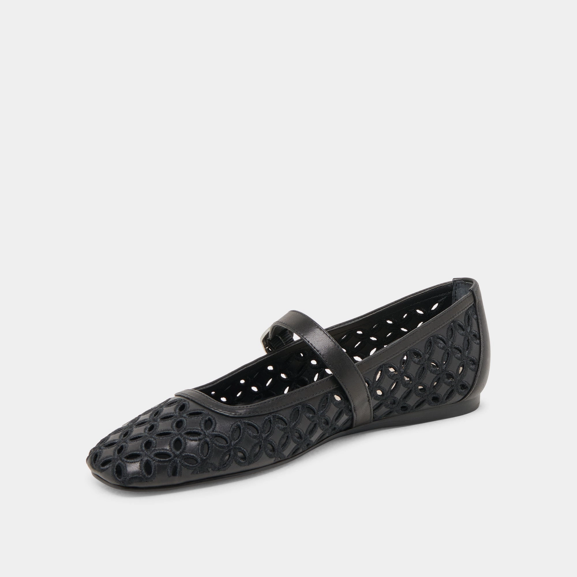 Wind - resistant Fair RODNI EYELET PERF BALLET FLATS BLACK LEATHER