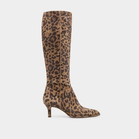 ALDY WIDE CALF BOOTS BROWN LEOPARD PRINTED SUEDE least indoor Multi - purpose