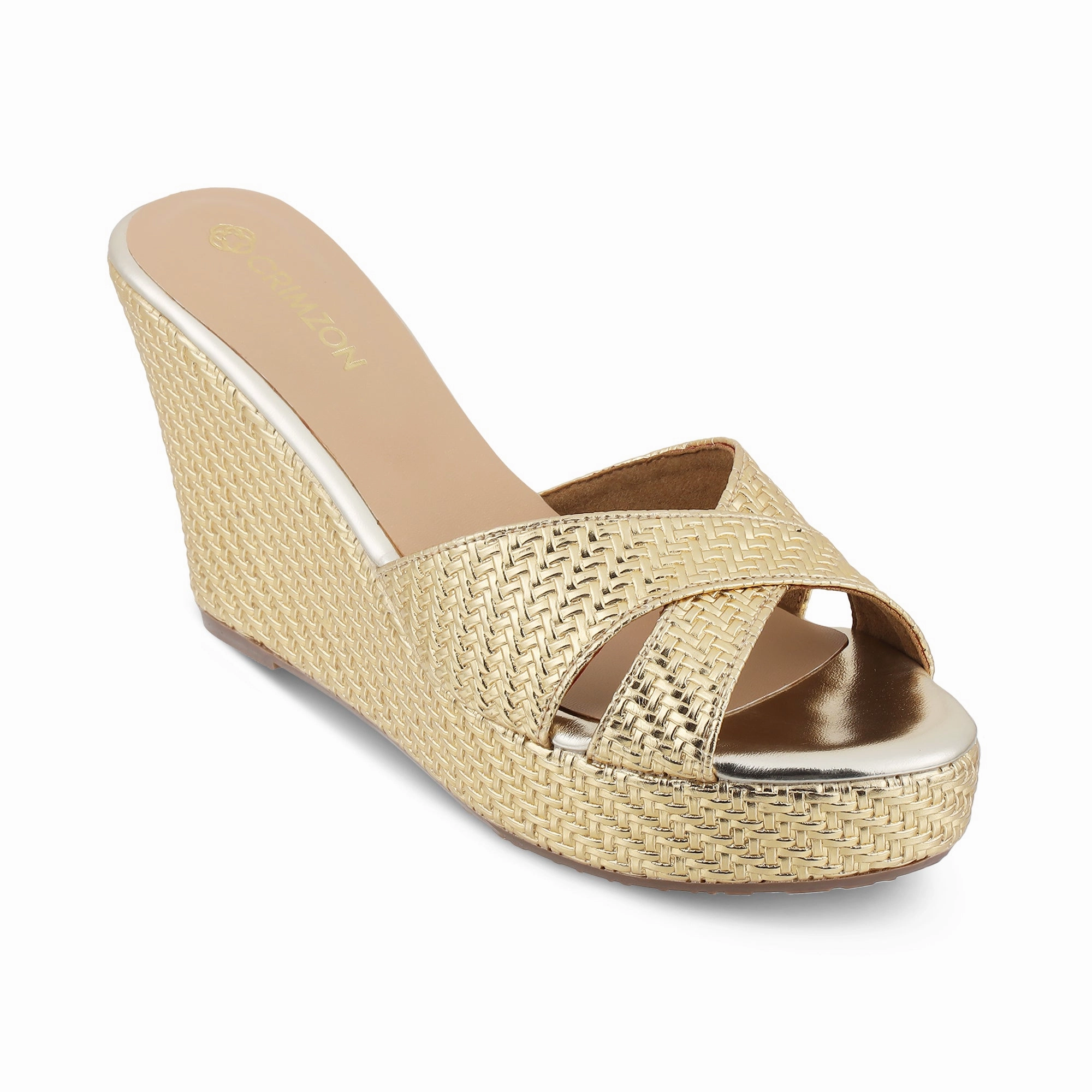 Comfortable all-day wear Standout Look AIYANA- GOLD WEDGES