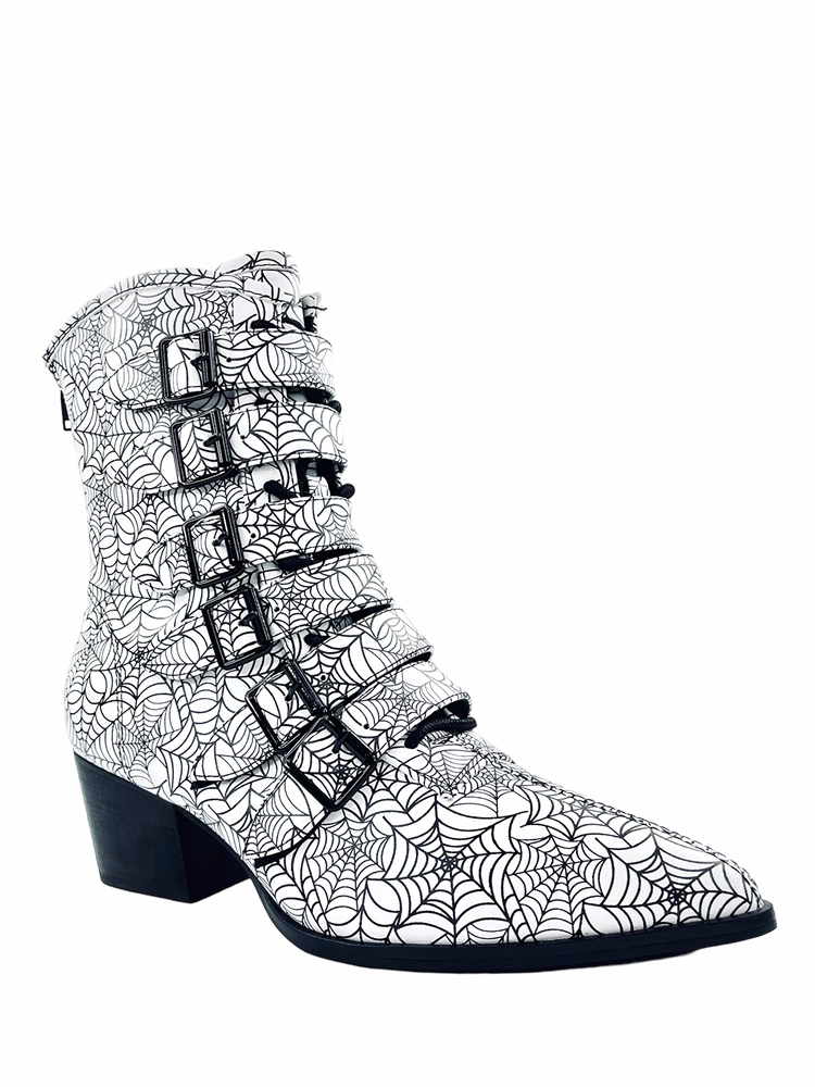 Trendy Look Stretchable COVEN BOOT - WHITE WEB