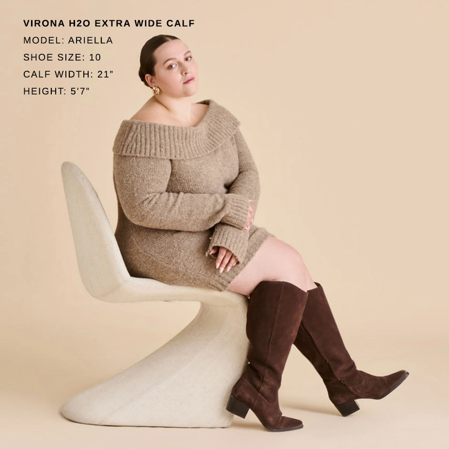 VIRONA H2O EXTRA WIDE CALF BOOTS DK BROWN SUEDE Grounded Traction Pattern