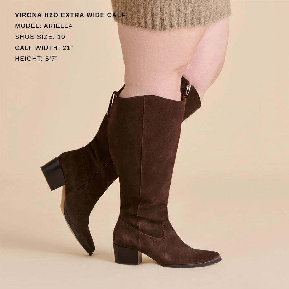 VIRONA H2O EXTRA WIDE CALF BOOTS DK BROWN SUEDE Flexible Midsole