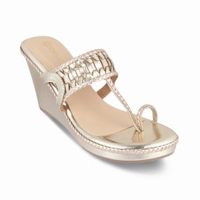 Casual Open Toe Shoes Soft Straps AISHA- ROSE GOLD KOLHAPURIS