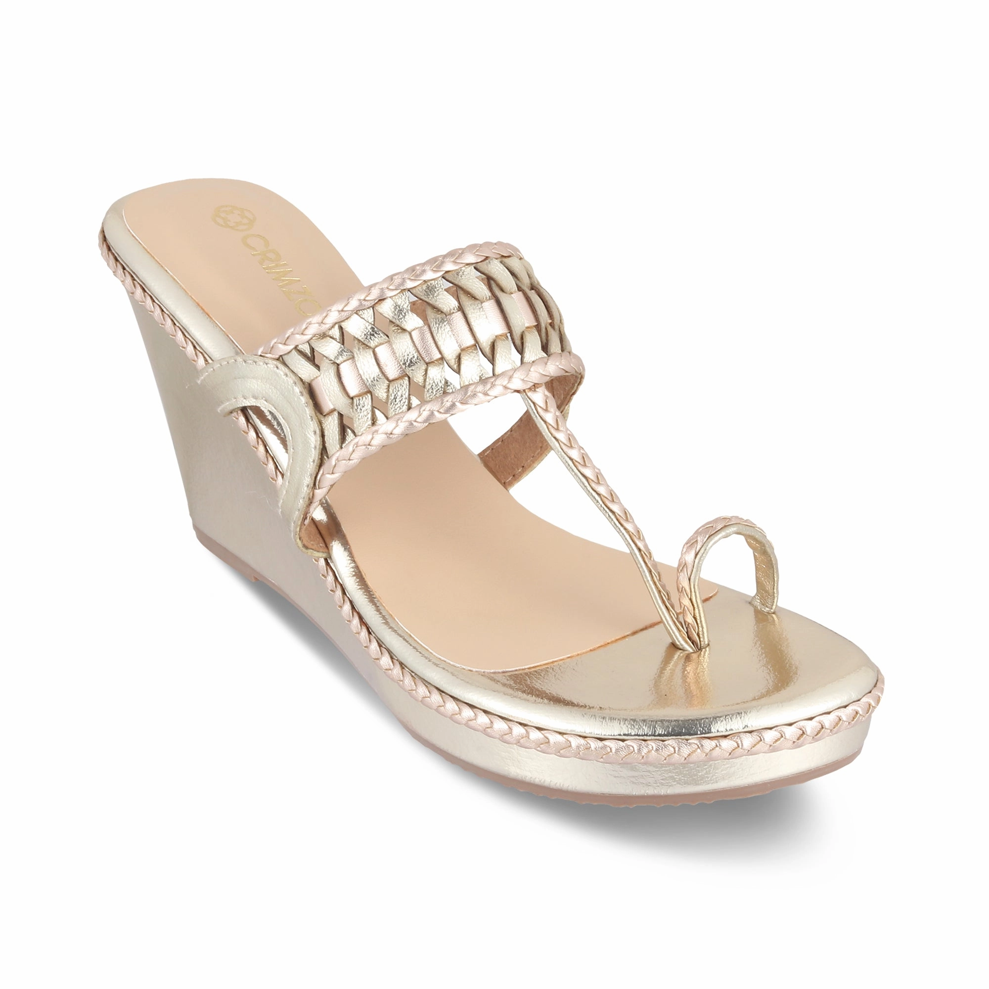 Casual Open Toe Shoes Soft Straps AISHA- ROSE GOLD KOLHAPURIS