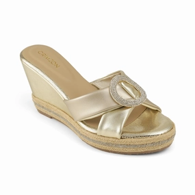 MEHIRA- GOLD WEDGES flat sandals