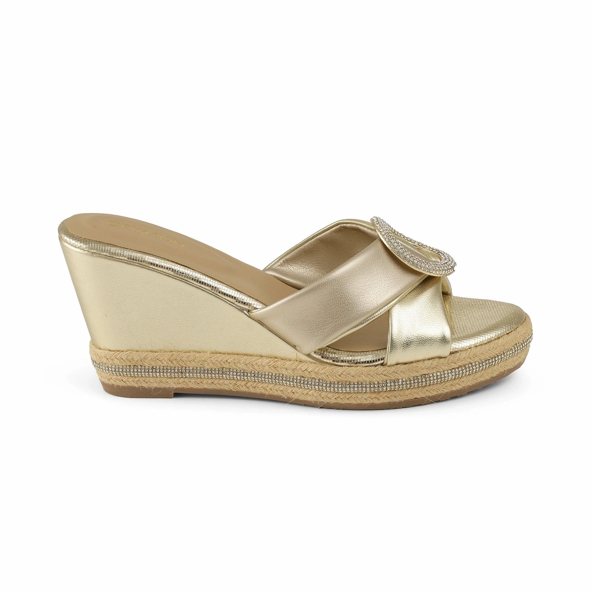 Durable Outsole Lug Pattern Non Slip Tread Geometry MEHIRA- GOLD WEDGES