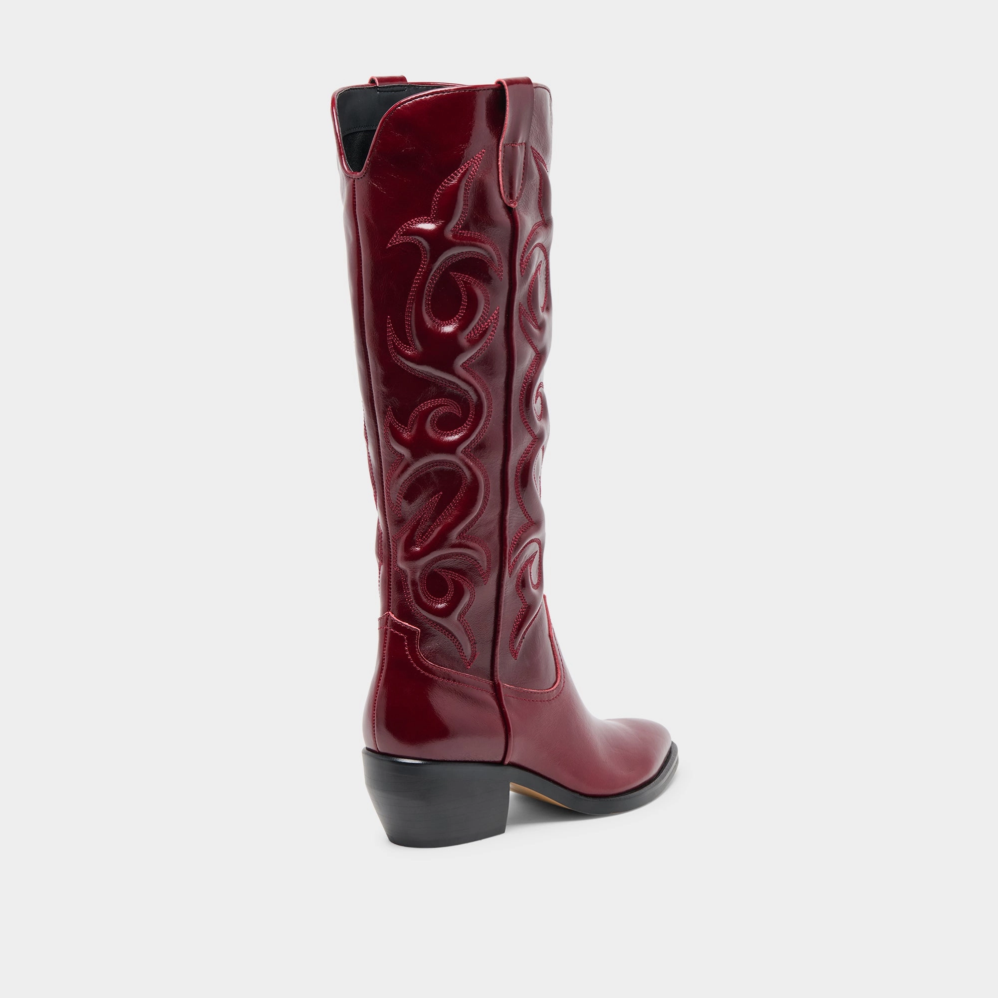 MIRLA WIDE CALF BOOTS OXBLOOD LEATHER Shock Dampening Core colorful
