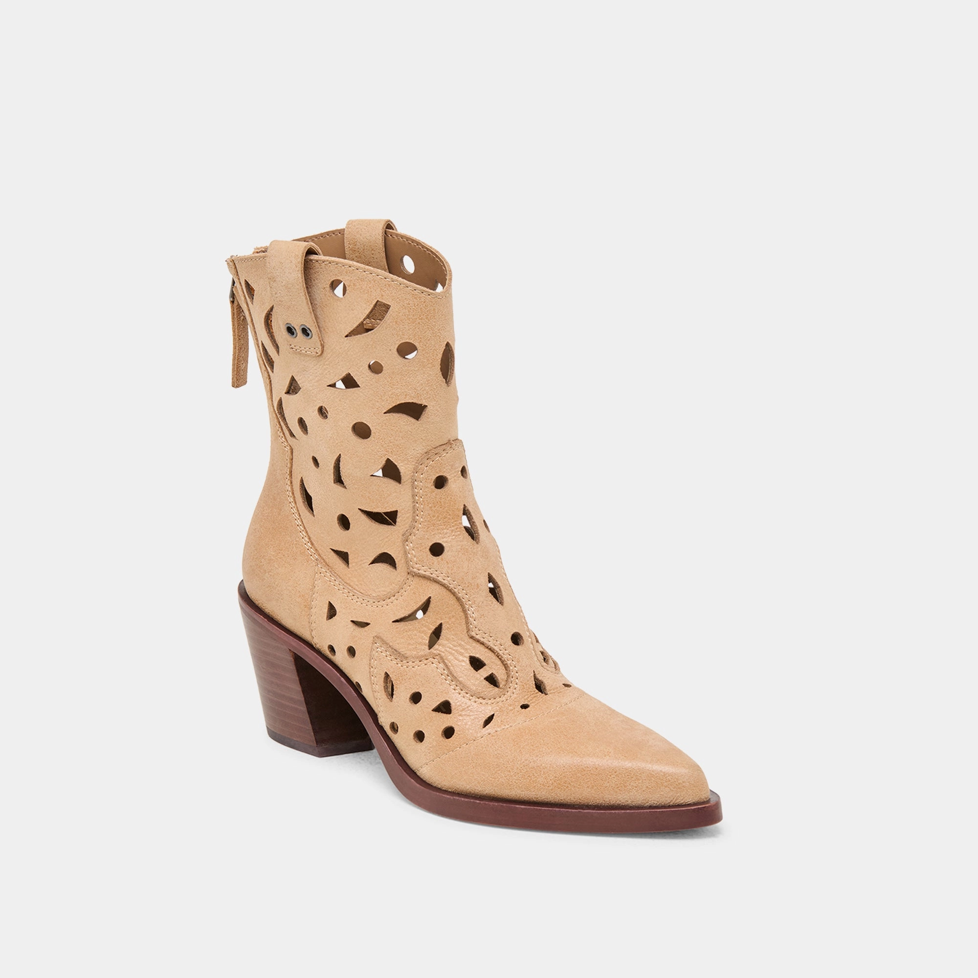 Beach Wear Comfort Fit Design ZENOBI BOOTIES CAMEL DISTRESSED LEATHER