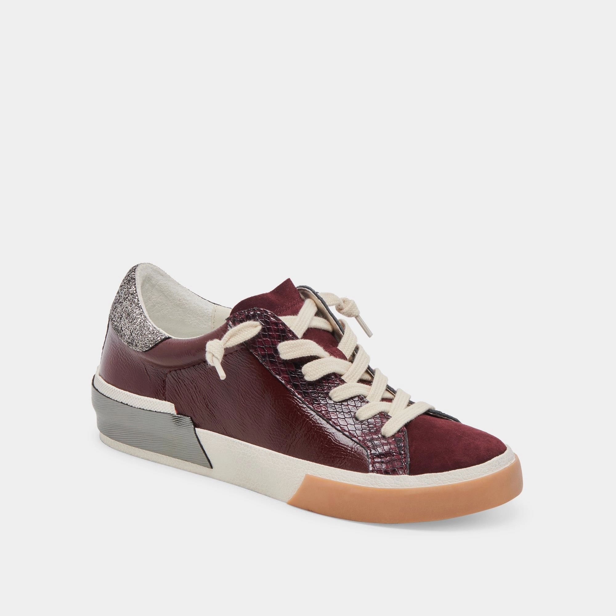 Vibrant Style ZINA SNEAKERS BURGUNDY CRINKLE PATENT