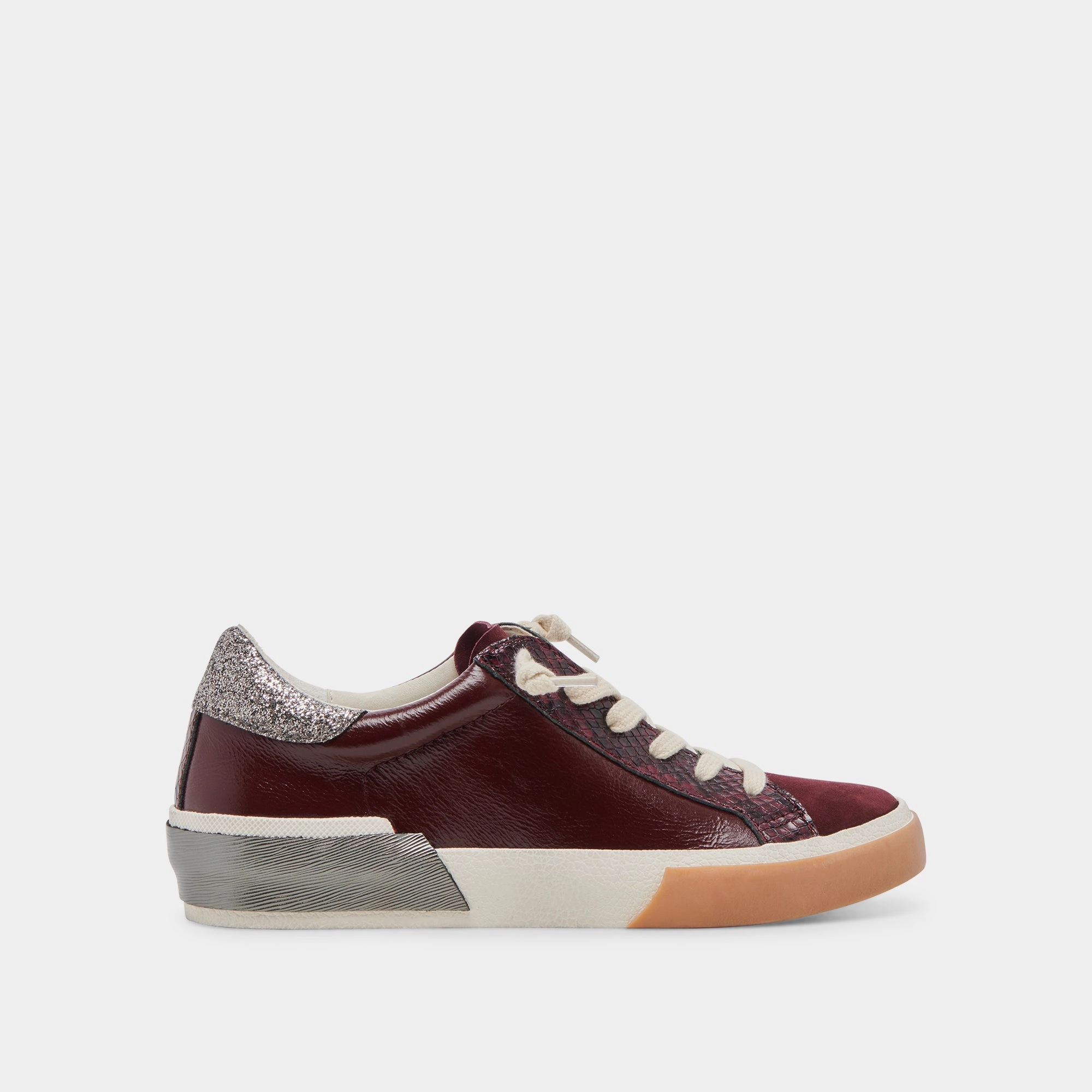 ZINA SNEAKERS BURGUNDY CRINKLE PATENT Rough texture